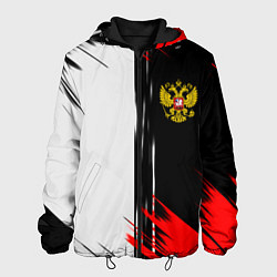 Куртка с капюшоном мужская Россия герб краски текстура, цвет: 3D-черный