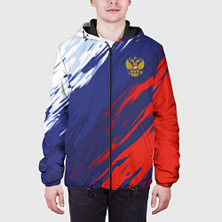 Куртка с капюшоном мужская Россия Sport брызги красок триколор, цвет: 3D-черный — фото 2