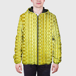 Куртка с капюшоном мужская Золотистые квадратики, цвет: 3D-черный — фото 2