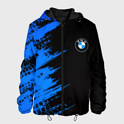 Куртка с капюшоном мужская BMW краски синие, цвет: 3D-черный