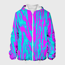Куртка с капюшоном мужская Абстрактные полосы неоновый, цвет: 3D-белый