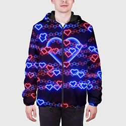 Куртка с капюшоном мужская Оковы-сердца, синяя половинка, цвет: 3D-черный — фото 2