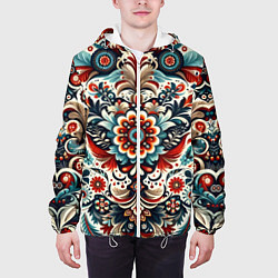 Куртка с капюшоном мужская Словенский паттерн, цвет: 3D-белый — фото 2