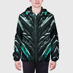 Куртка с капюшоном мужская Зелёная малахитовая броня, цвет: 3D-черный — фото 2