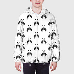 Куртка с капюшоном мужская Panda love - pattern, цвет: 3D-белый — фото 2