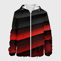 Куртка с капюшоном мужская Черно-красный объемный градиент, цвет: 3D-белый
