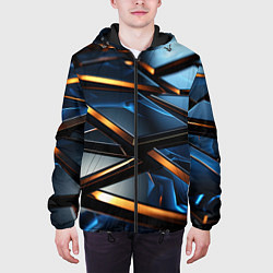 Куртка с капюшоном мужская Объемные блестящие плиты, цвет: 3D-черный — фото 2