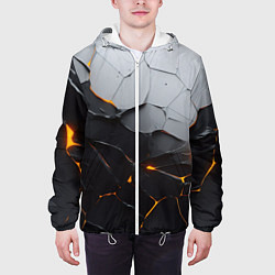 Куртка с капюшоном мужская Неоновые трещины, цвет: 3D-белый — фото 2