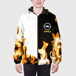 Куртка с капюшоном мужская Opel огонь текстура, цвет: 3D-черный — фото 2