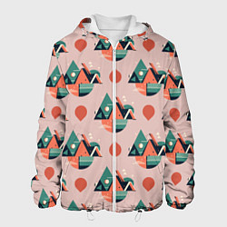 Куртка с капюшоном мужская Абстракция, треугольник, цвет: 3D-белый