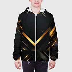 Куртка с капюшоном мужская Gold luxury black abstract, цвет: 3D-белый — фото 2