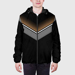 Куртка с капюшоном мужская Абстракция графика серая и коричневая полоски на ч, цвет: 3D-черный — фото 2