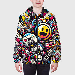 Куртка с капюшоном мужская Паттерн с играми, цвет: 3D-черный — фото 2