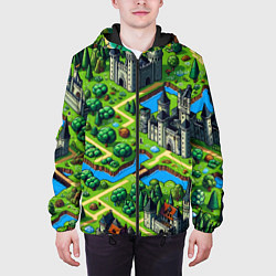 Куртка с капюшоном мужская Heroes of Might and Magic - pixel map, цвет: 3D-черный — фото 2