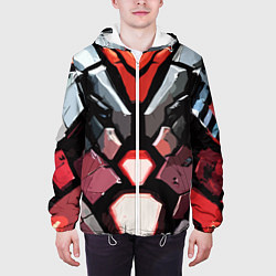 Куртка с капюшоном мужская Красная броня киберпанк, цвет: 3D-белый — фото 2