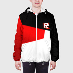 Куртка с капюшоном мужская Roblox текстура мобайл геометрия, цвет: 3D-белый — фото 2