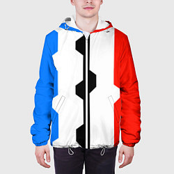 Куртка с капюшоном мужская Техно линии синий и красный, цвет: 3D-белый — фото 2