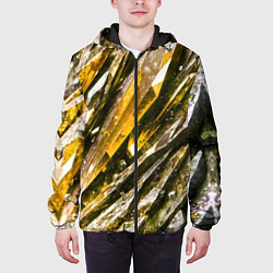 Куртка с капюшоном мужская Драгоценные кристаллы жёлтые, цвет: 3D-черный — фото 2