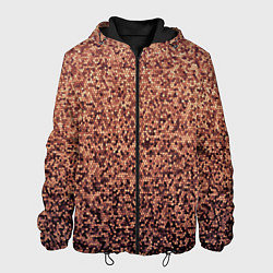 Куртка с капюшоном мужская Мелкая мозаика тёмный персиковый, цвет: 3D-черный