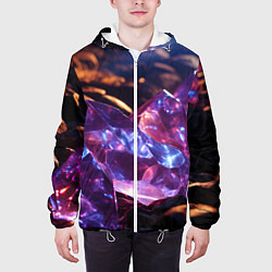 Куртка с капюшоном мужская Фиолетовые комические камни, цвет: 3D-белый — фото 2