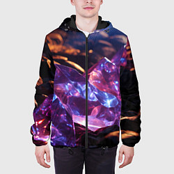 Куртка с капюшоном мужская Фиолетовые комические камни, цвет: 3D-черный — фото 2
