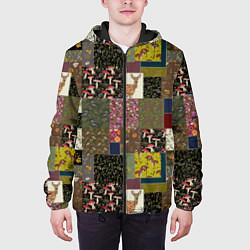 Куртка с капюшоном мужская Пэчворк лесной, цвет: 3D-черный — фото 2