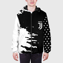 Куртка с капюшоном мужская Ювентус спорт краски текстура, цвет: 3D-черный — фото 2