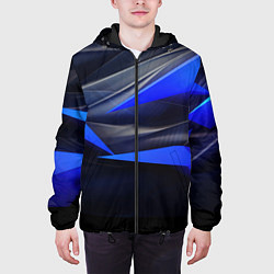 Куртка с капюшоном мужская Black and blue abstract background sport style, цвет: 3D-черный — фото 2