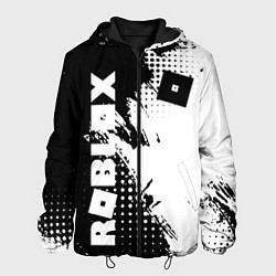 Куртка с капюшоном мужская Роблокс - черно-белая абстракция, цвет: 3D-черный