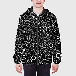 Куртка с капюшоном мужская Чёрный паттерн пузырьки, цвет: 3D-черный — фото 2
