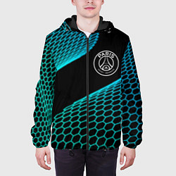 Куртка с капюшоном мужская PSG football net, цвет: 3D-черный — фото 2