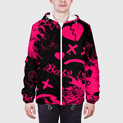 Куртка с капюшоном мужская Lil peep pink steel rap, цвет: 3D-белый — фото 2