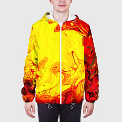 Куртка с капюшоном мужская Красные и желтые разводы, цвет: 3D-белый — фото 2