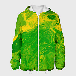 Куртка с капюшоном мужская Зеленые подтеки, цвет: 3D-белый