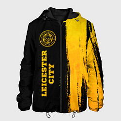 Куртка с капюшоном мужская Leicester City - gold gradient по-вертикали, цвет: 3D-черный