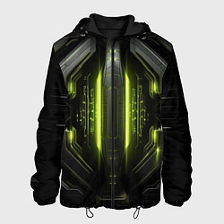 Куртка с капюшоном мужская Яркая зеленая неоновая киберброня, цвет: 3D-черный