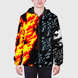 Куртка с капюшоном мужская Текстура огня и воды, цвет: 3D-черный — фото 2