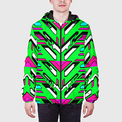 Куртка с капюшоном мужская Техно броня розово-зелёная, цвет: 3D-черный — фото 2