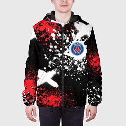 Куртка с капюшоном мужская Пари Сен-Жермен на фоне граффити и брызг красок, цвет: 3D-черный — фото 2