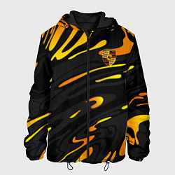 Куртка с капюшоном мужская Porsche - Желтые разводы, цвет: 3D-черный