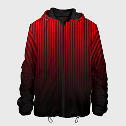 Куртка с капюшоном мужская Красно-чёрный градиент в полоску, цвет: 3D-черный