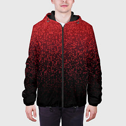 Куртка с капюшоном мужская Градиент мозаика красно-чёрный, цвет: 3D-черный — фото 2