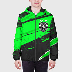 Куртка с капюшоном мужская Sporting sport green, цвет: 3D-черный — фото 2