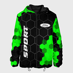 Куртка с капюшоном мужская Ford green sport hexagon, цвет: 3D-черный