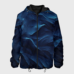 Куртка с капюшоном мужская Синие глубокие абстрактные волны, цвет: 3D-черный