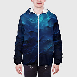 Куртка с капюшоном мужская Абстрактные волны глубины, цвет: 3D-белый — фото 2