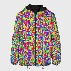 Куртка с капюшоном мужская Разноцветная мелкая мозаика, цвет: 3D-черный