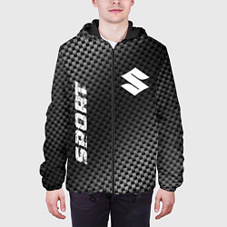 Куртка с капюшоном мужская Suzuki sport carbon, цвет: 3D-черный — фото 2