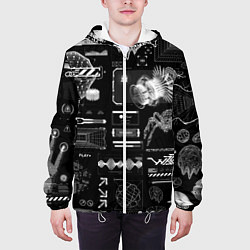 Куртка с капюшоном мужская Паттерн киберинтерфейса, цвет: 3D-белый — фото 2