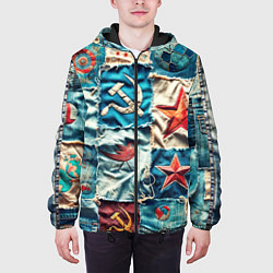 Куртка с капюшоном мужская Пэчворк джинсы из СССР, цвет: 3D-черный — фото 2